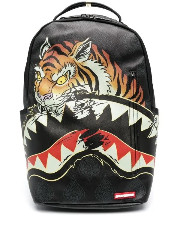 shark teethprint zipup backpack Sprayground