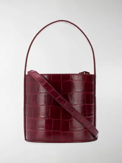 STAUD Borsa a secchiello goffrata Bissett rosso | MODES