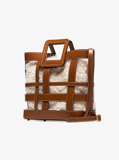Brown Shirley Shearling Leather Tote Bag