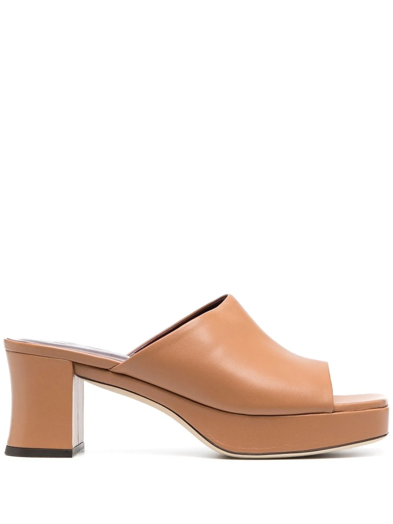 tan leather mules heels