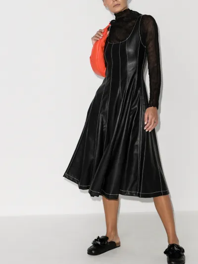 leather midi dress