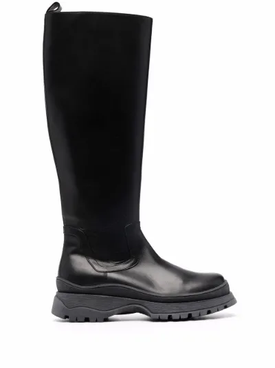 plain black leather boots