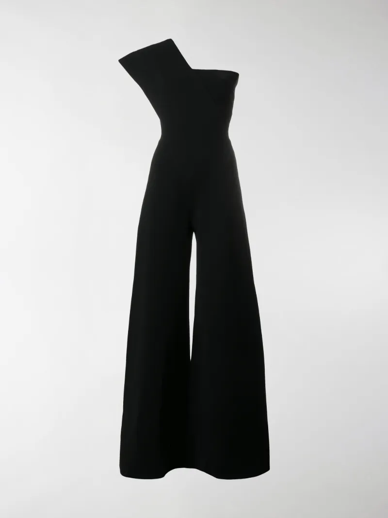 black asymmetric jumpsuit