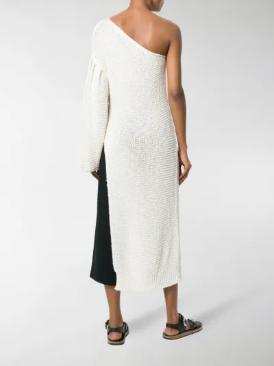 Stella Mccartney Neutrals Viscose Asymmetric Knitted Dress Stella Mccartney Asymmetric Knitted Dress