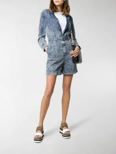 belted denim playsuit