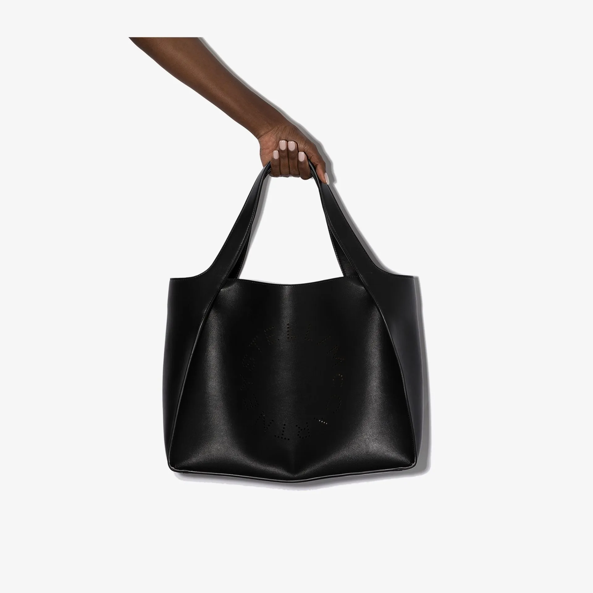 black faux leather tote