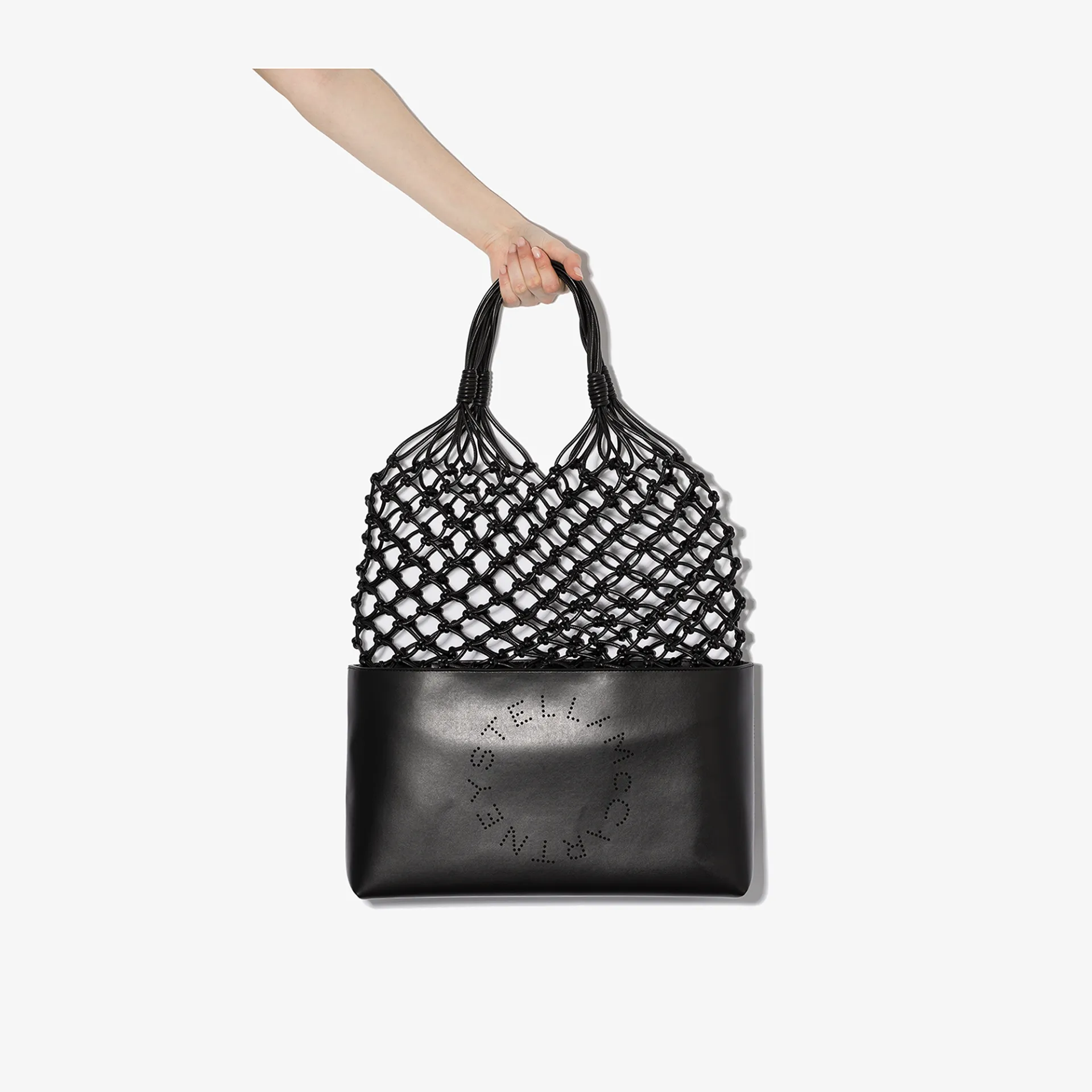 black faux leather tote