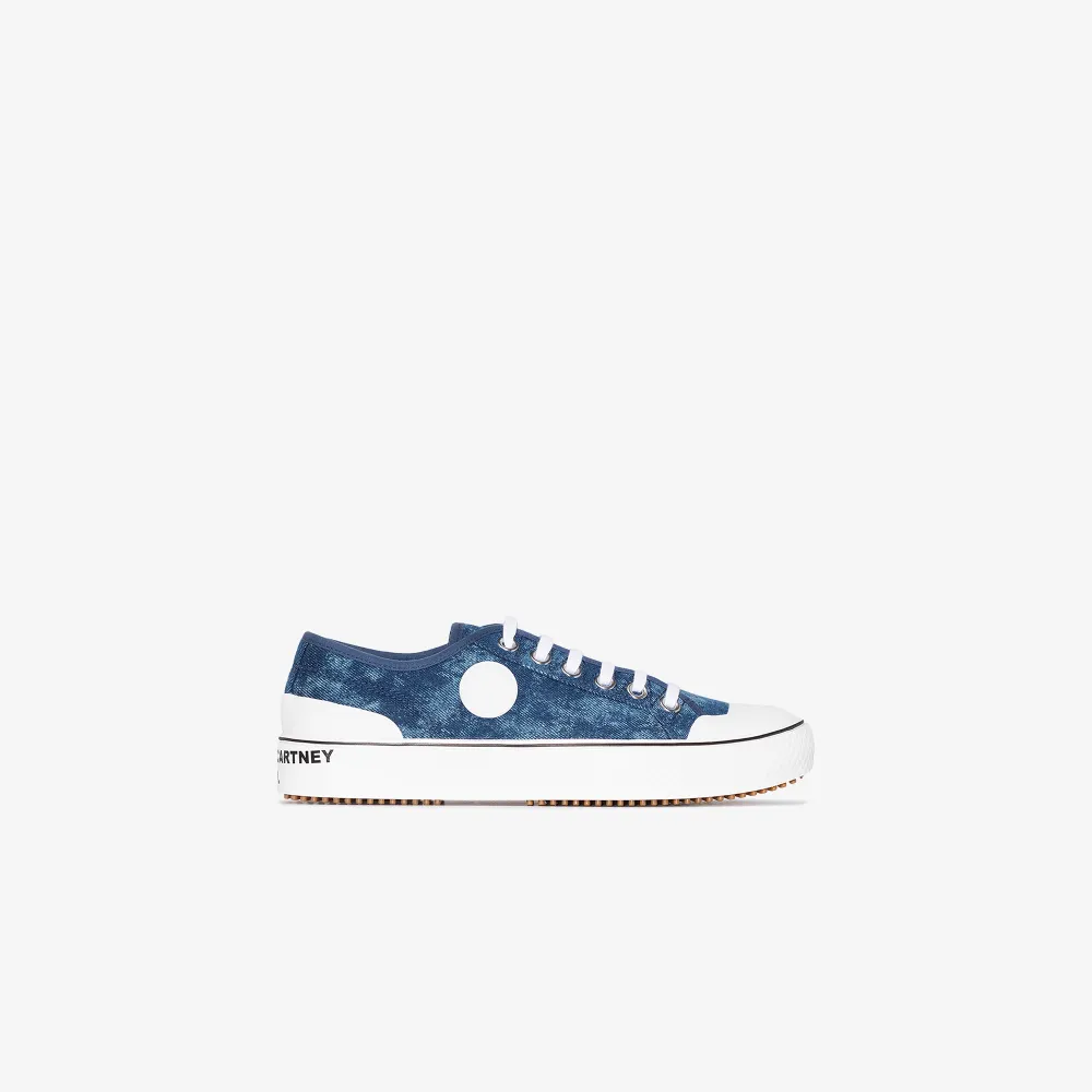 blue denim lace up sneaker