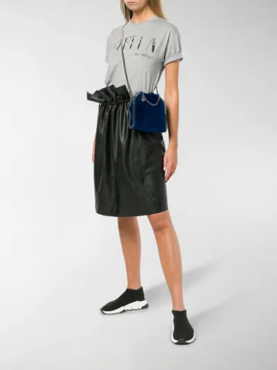 Stella McCartney blue falabella mini velvet shoulder bag blue | MODES