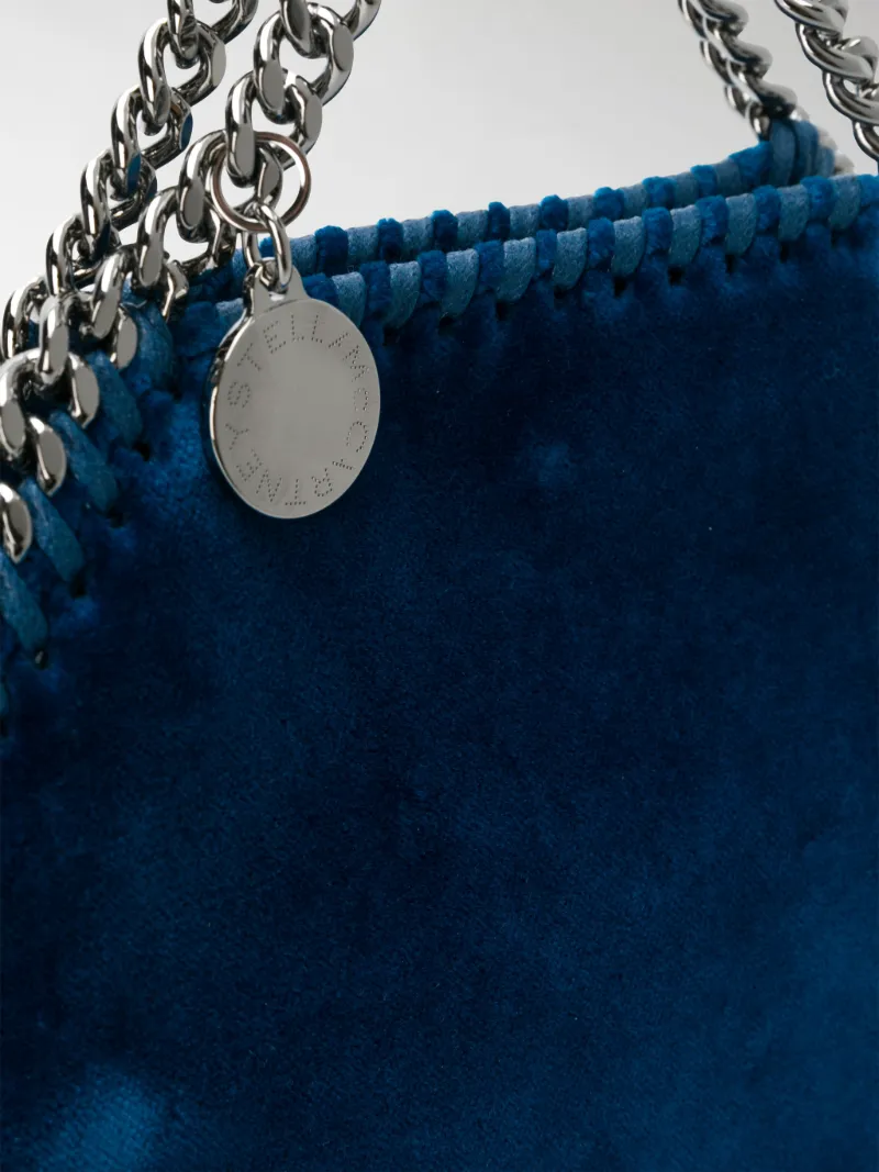 Stella McCartney blue falabella mini velvet shoulder bag blue | MODES