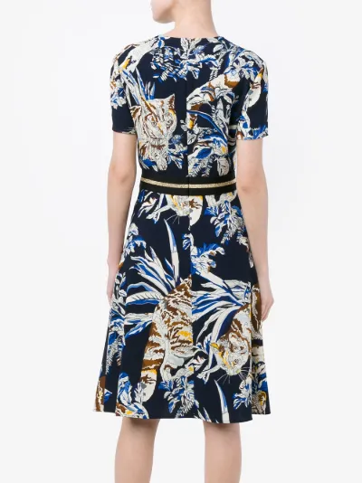 Stella Mccartney Cat Print A Line Dress Browns