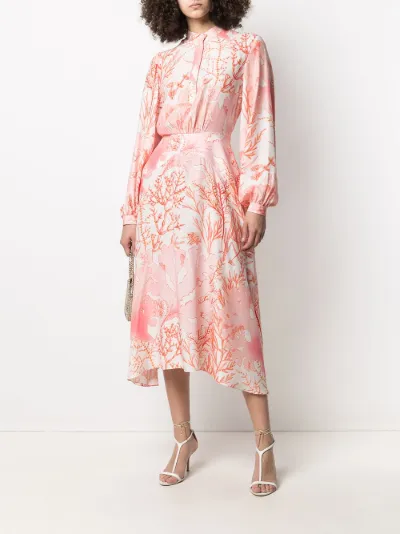 coral print maxi dress