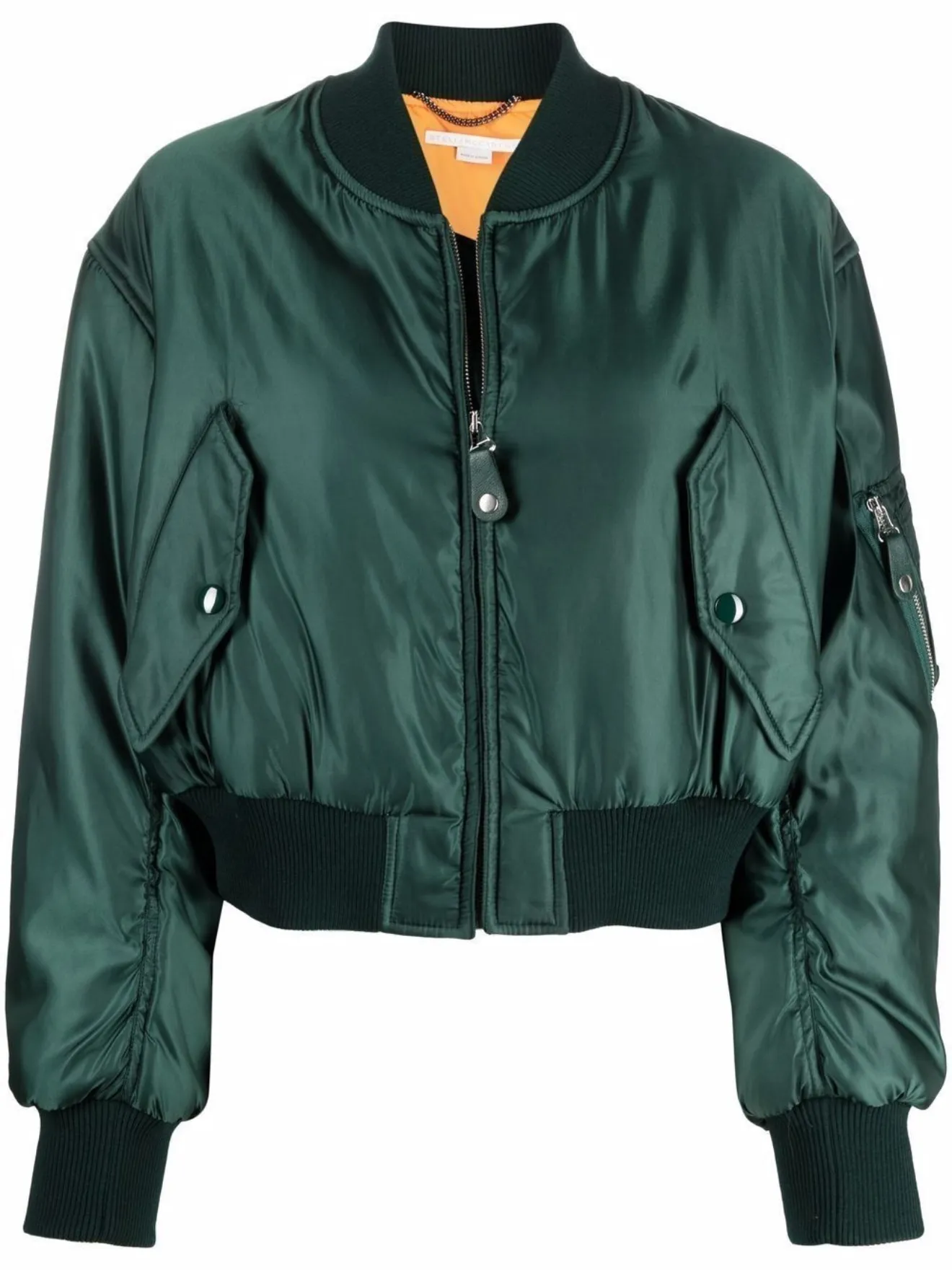 green cropped bomber jacket