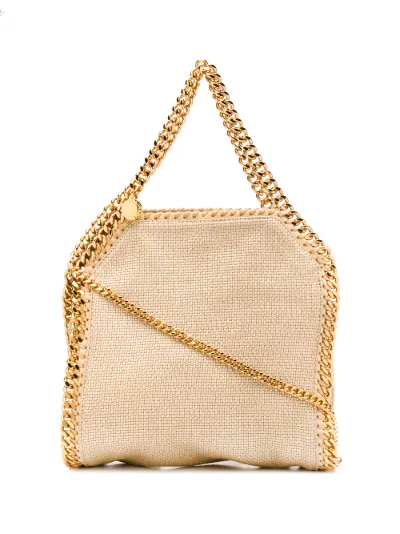 stella mccartney mini falabella metallic woven crossbody bolsa