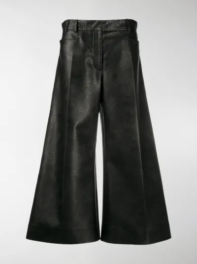 faux leather wide leg trousers