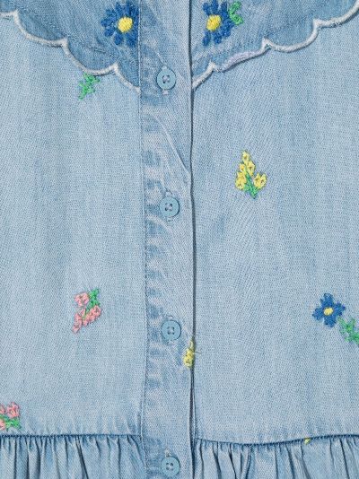 denim dress with embroidered flowers