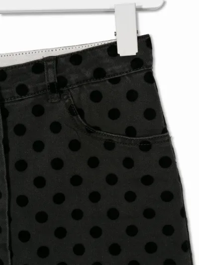 black and white polka dot denim skirt