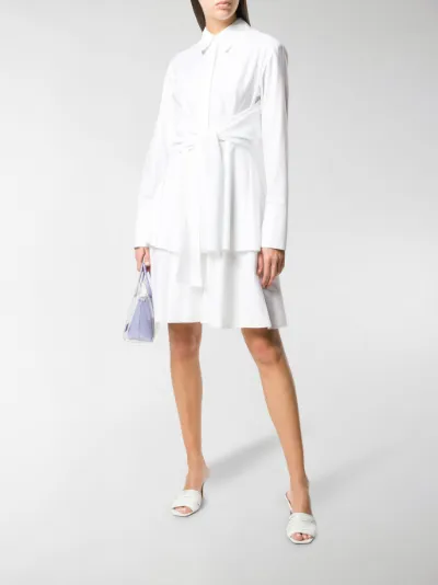 white layered shirt dress