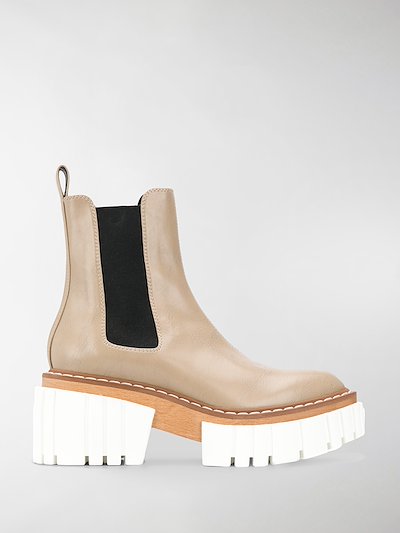 Sale Stella Mccartney Ridged Platform Ankle Boots Neutrals Modes