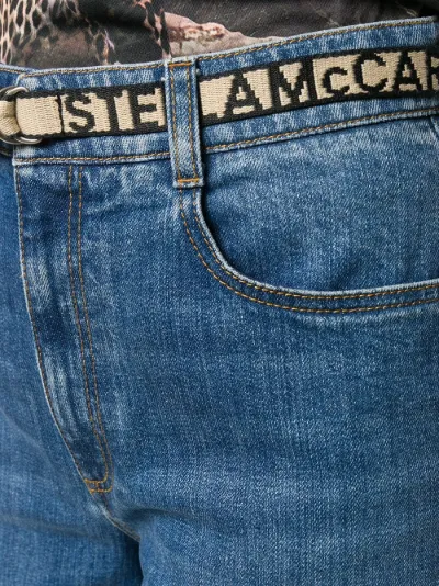 Stella McCartney wide-leg logo belted jeans blue | MODES