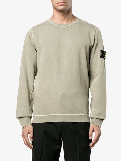 Stone Island Beige Cotton Fleece Back crew neck Sweatshirt | Browns