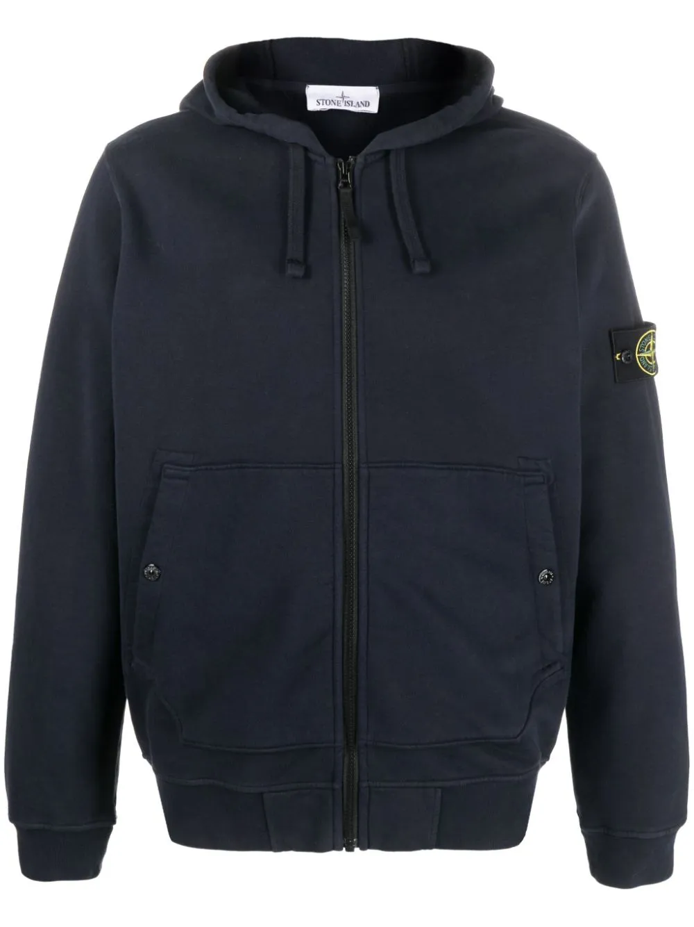 Stone island zip hot sale hoodie black