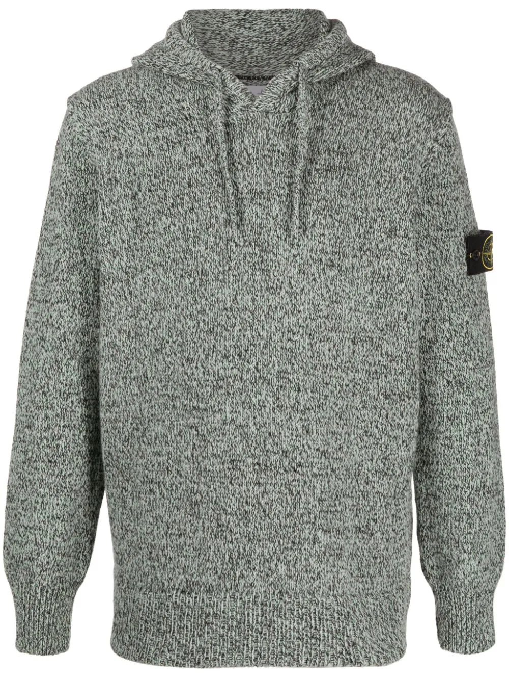 Compass-patch ribbed-knit mélange hoodie | Stone Island | Eraldo.com