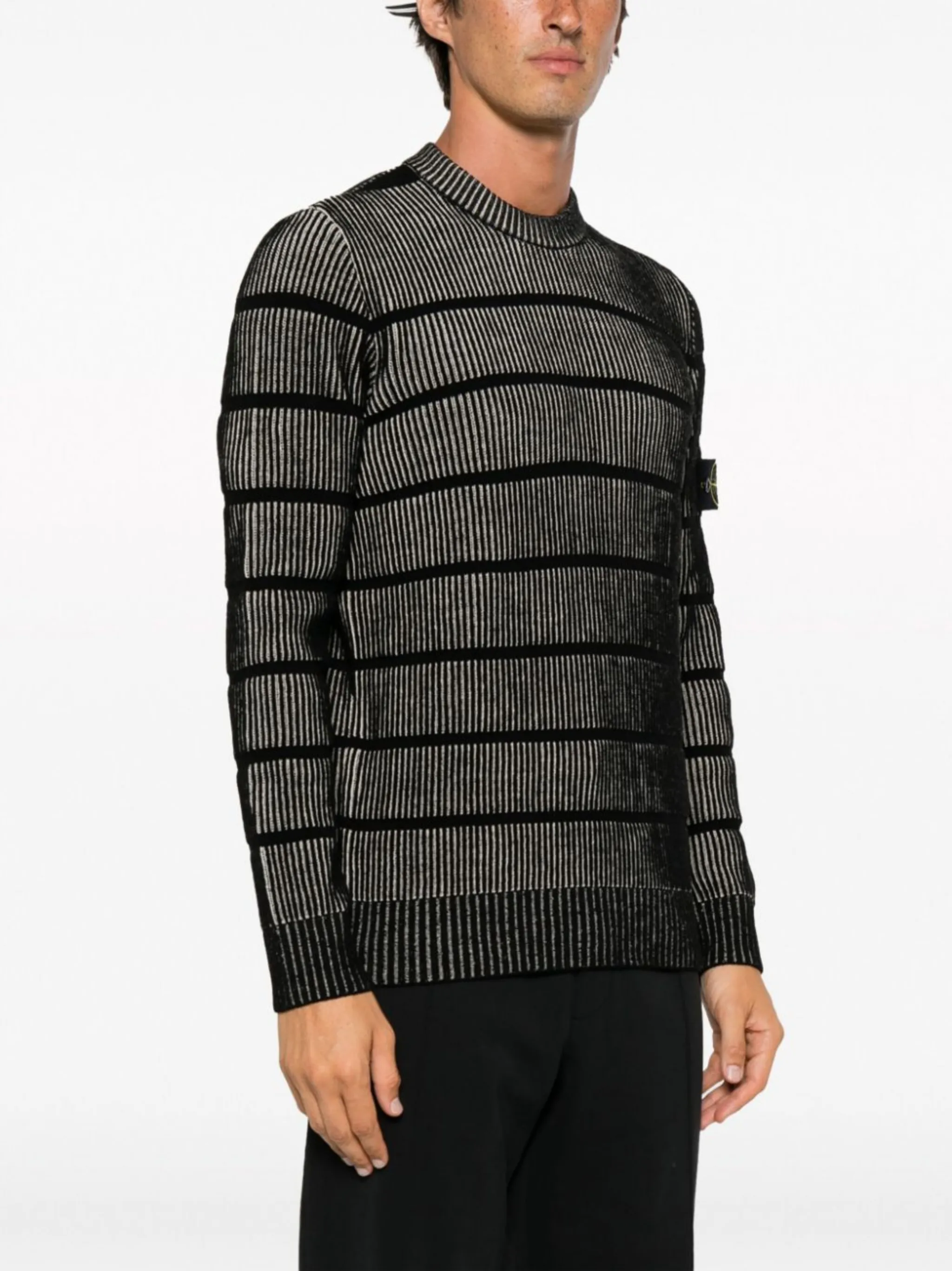 Stone Island Compass-patch striped ribbed-knit jumper Stone Island Compass-patch striped ribbed-knit jumper