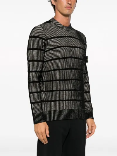 Stone Island Compass-patch striped ribbed-knit jumper Stone Island Compass-patch striped ribbed-knit jumper