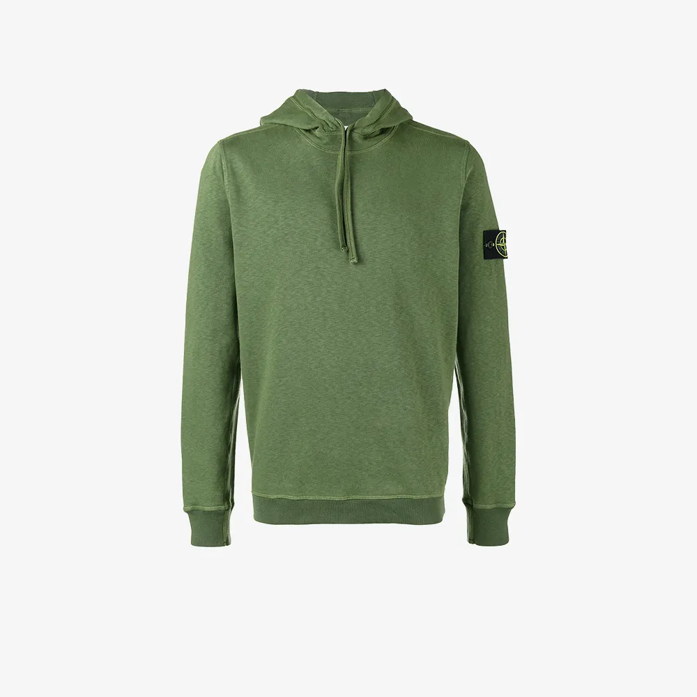 Stone Island Green Cotton Fleece Back Hoodie | Browns