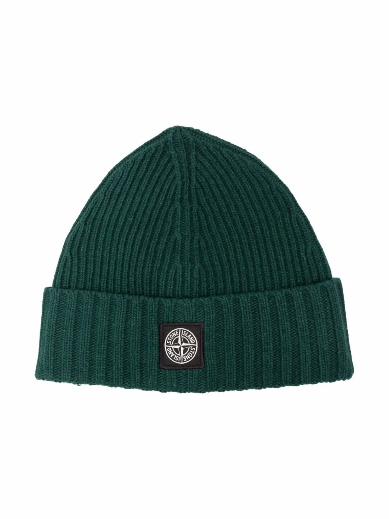 logo-patch ribbed-knit beanie green 