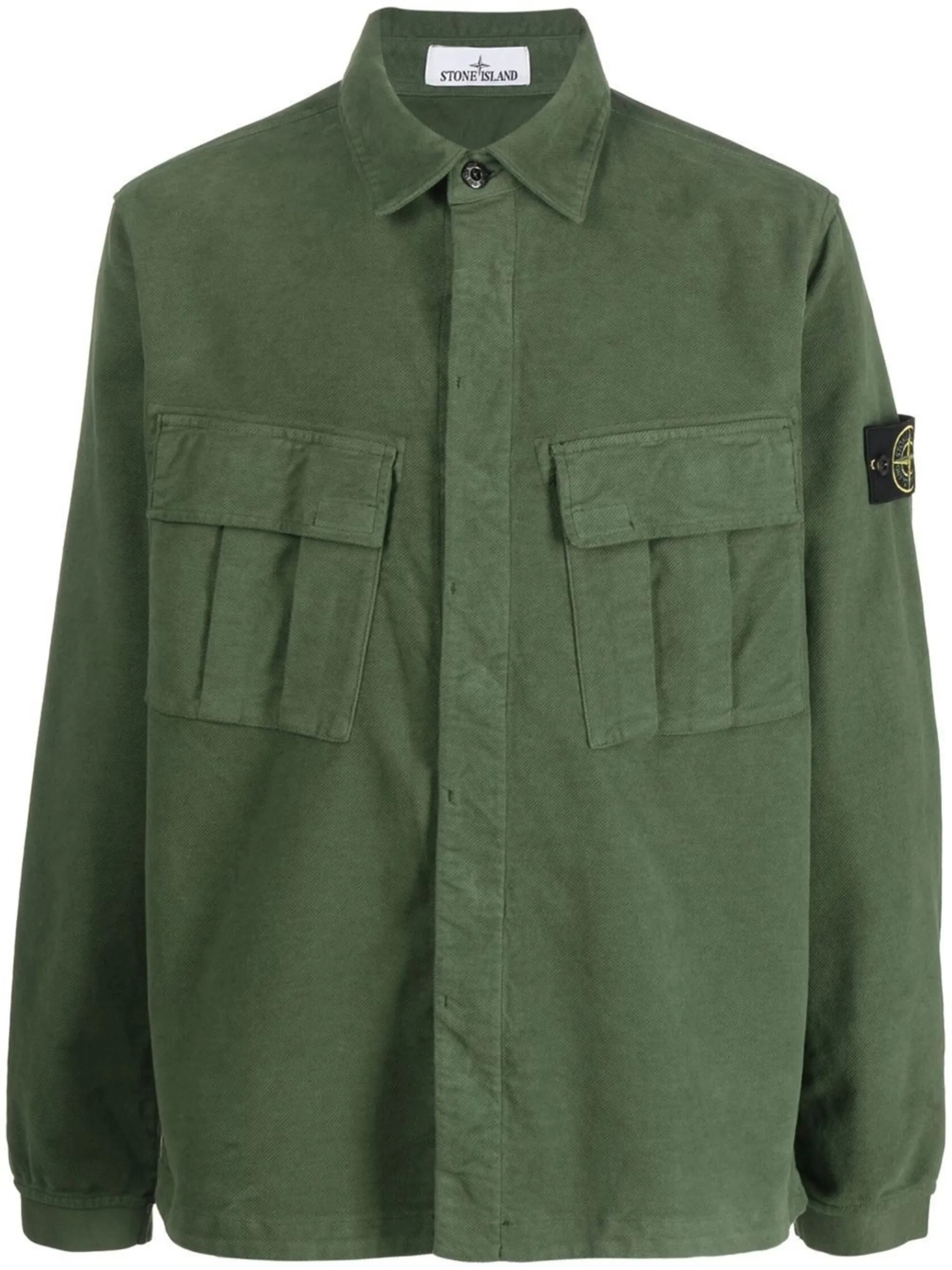 Stone Island logo patch button-down shirt | Eraldo.com FR