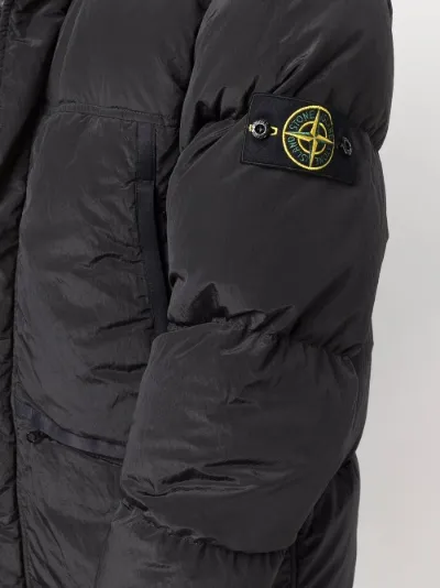 Black Logo-patch packable quilted down jacket, Stone Island