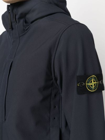 logo patch zip front hooded jacket Stone Island Eraldo