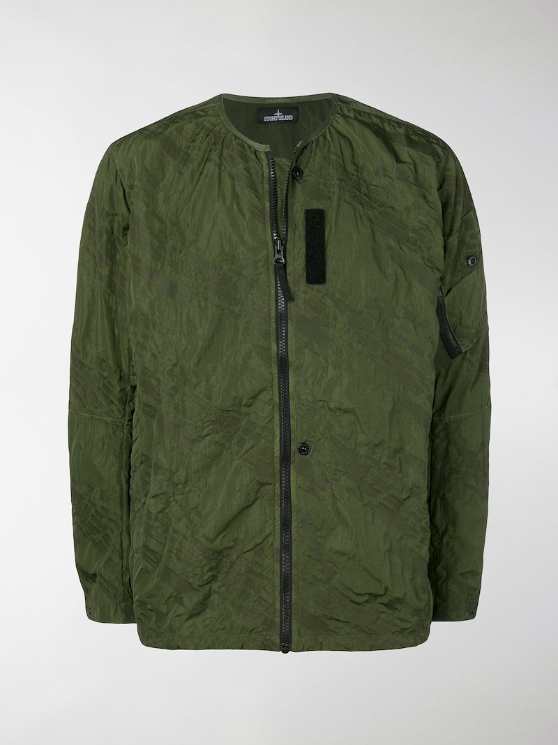 Stone Island Shadow Project Imprinted Bomber Jacket Green Modes