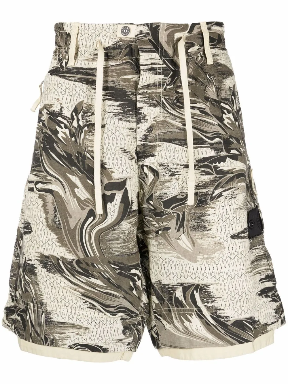 marbled-print bermuda shorts | Stone 