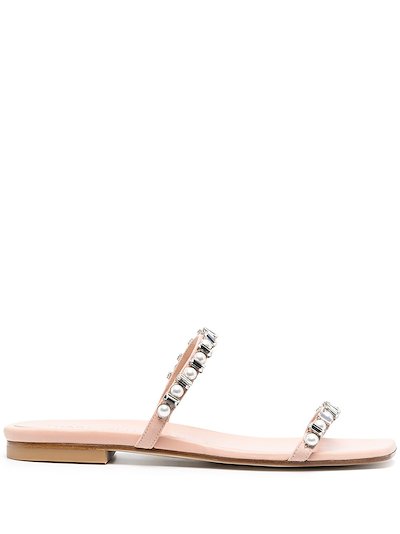 Stuart Weitzman Aleena Shine pearl-embellished sandals pink | MODES