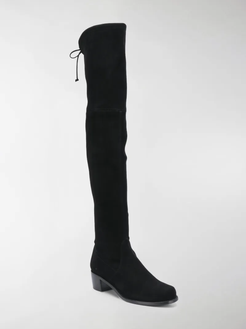 thigh high leather boots flat