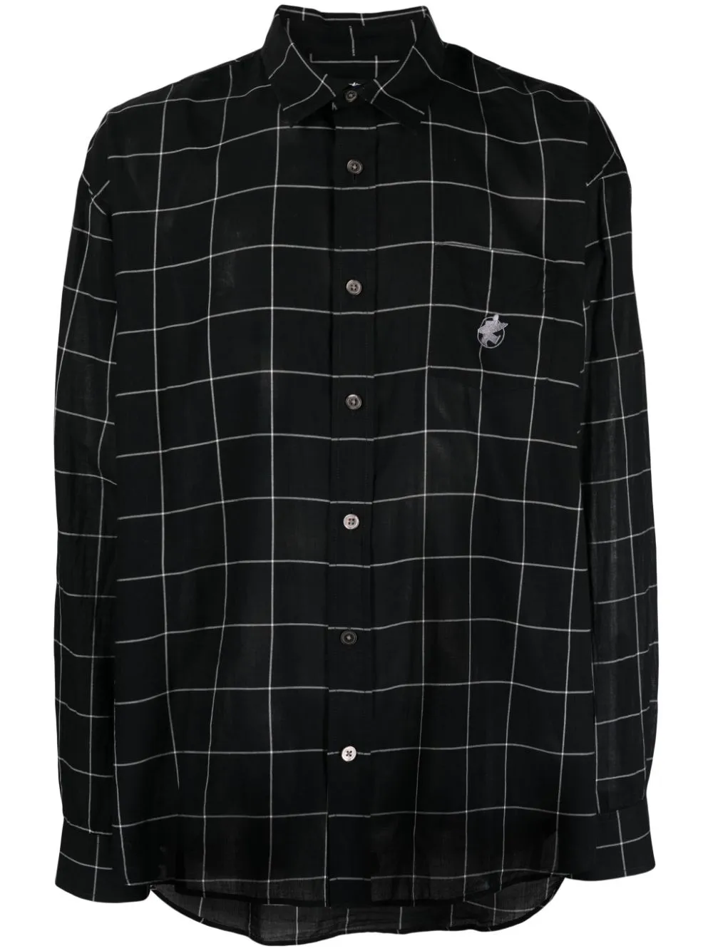 black and white windowpane blouse