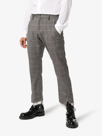 grey check slim-leg wool trousers展示图