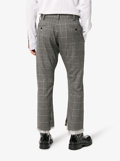 grey check slim-leg wool trousers展示图