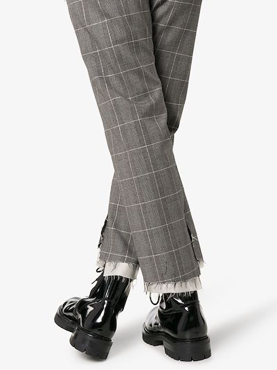 grey check slim-leg wool trousers展示图