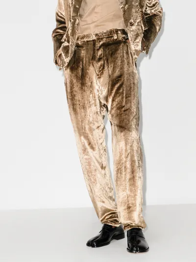 straight leg velour trousers