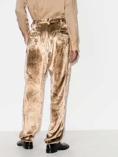 straight leg velour trousers