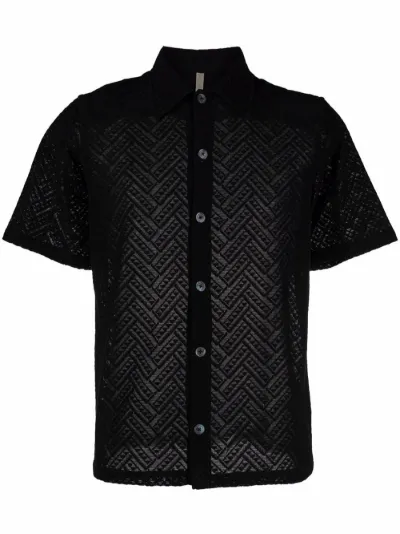 textured chevron semi-sheer shirt 