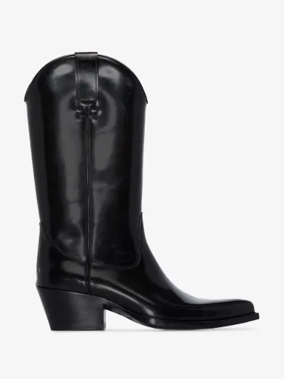 black leather cowboy boots