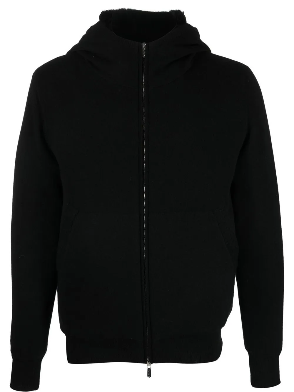 Black fur discount zip up hoodie