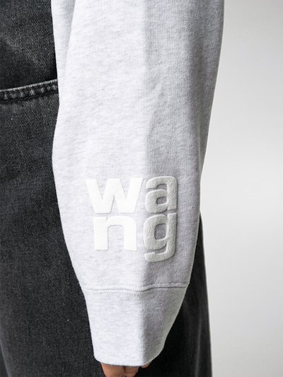 T By Alexander Wang Logo Print Hoodie Grey Modes