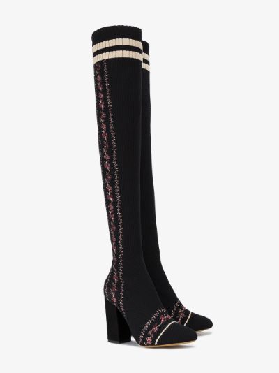 Embroidered Mesh Irina 100 thigh high boots展示图