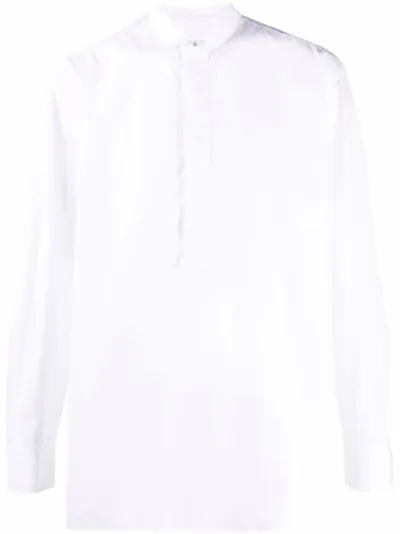 collarless long-sleeve shirt 